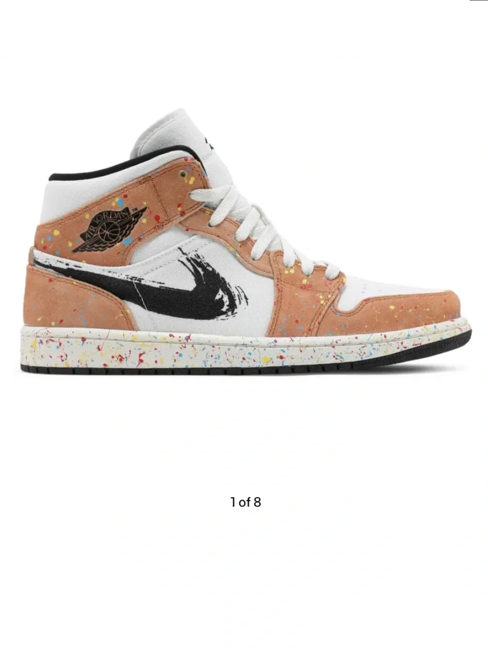 Air Jordan 1 Mid SE 'Brushstroke Paint Splatter' Men’s Size 8 Worn twice